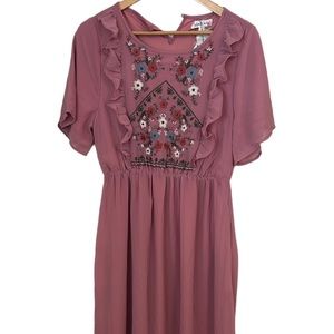Wren and ivory embroidered dress